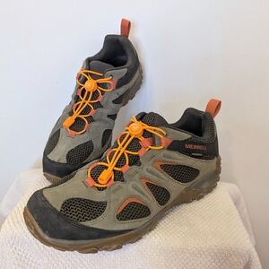 Men's Merrell Hiking Shoe Size 9.5 Green And Gray Yakota Review With Toggle Ties